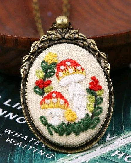 Mushroom Necklace Embroidery Kit