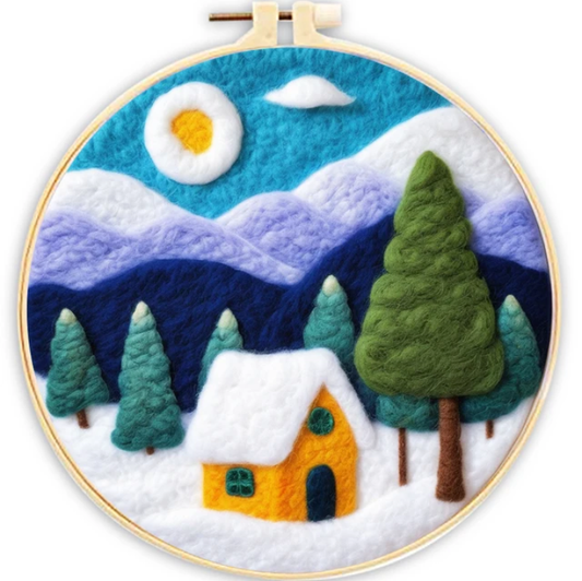 Snowy Cabin Needle Felting Kit